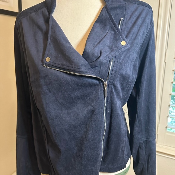 Lysse Jackets & Blazers - Lysse Faux suede zip moto jacket in a NAVY size XL